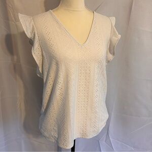 Michael Kors white short sleeved‎ top size medium butterfly sleeves